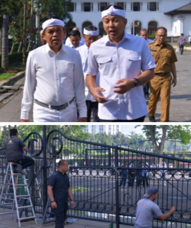 
					Pasca Demonstrasi, Fasilitas Umum di Sekitar Gedung Sate dan DPRD Jabar Mulai Dibersihkan