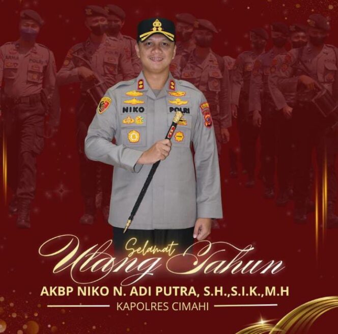
					Redaksi mitrapolri.info Sampaikan Ucapan Hangat Ulang Tahun Kapolres Cimahi AKBP Niko N. Adi Putra S.H, S.I.K, M.H, 