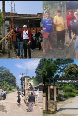 WARGA BERGOTONG ROYONG MEMULAI PEMBANGUNAN GAPURA PERUMAHAN GEMILANG PROPERTY LIDO