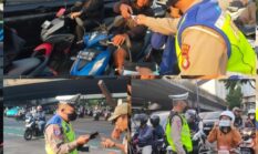 Peduli Kesehatan Pengguna Jalan, Satlantas Jakbar Bagikan Masker Antisipasi Dampak Erupsi Gunung Anak Krakatau