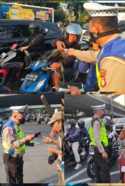 Peduli Kesehatan Pengguna Jalan, Satlantas Jakbar Bagikan Masker Antisipasi Dampak Erupsi Gunung Anak Krakatau